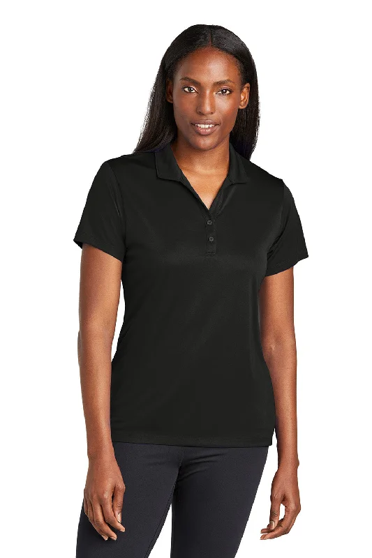 Sport-Tek Womens Moisture Wicking Re-Compete Short Sleeve Polo Shirt - Black