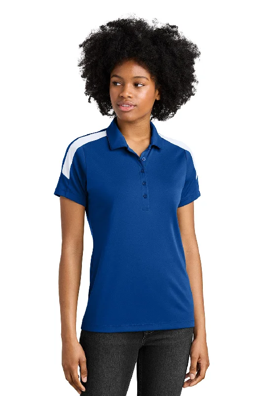 Sport-Tek Womens Moisture Wicking Competitor United Short Sleeve Polo Shirt - True Royal Blue/White