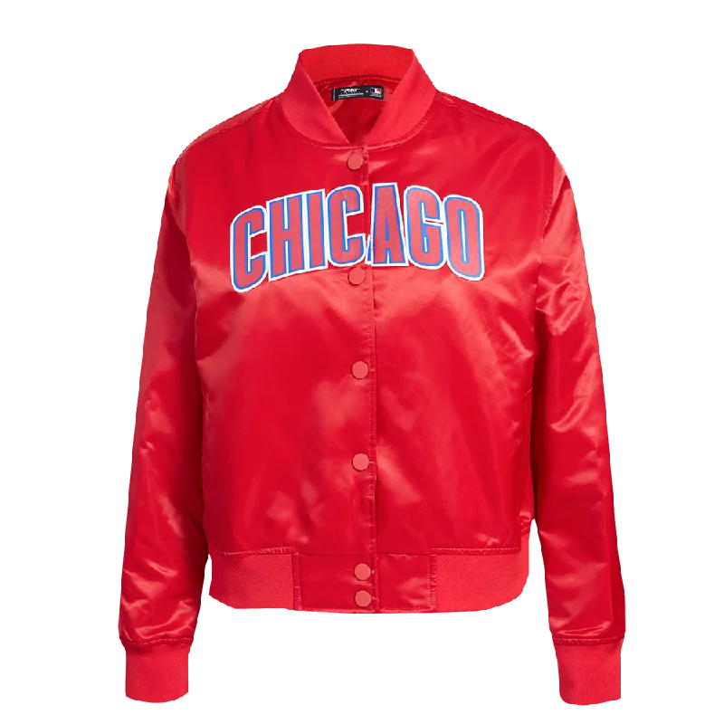 MLB CHICAGO CUBS CLASSIC WOMEN'S SATIN JACKET (RED)