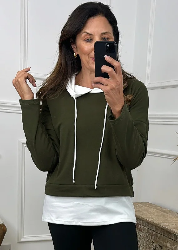 Marian Khaki Layered Hoodie