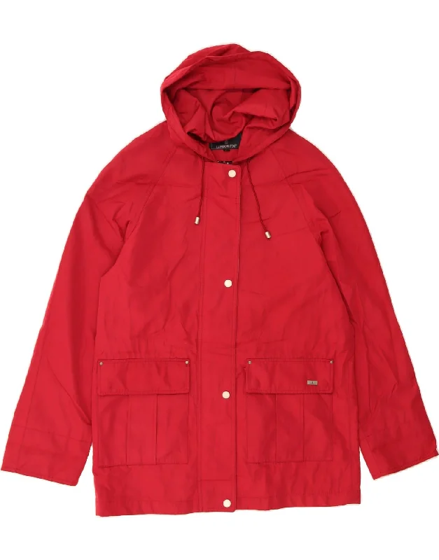 LONDON FOG Womens Hooded Windbreaker Jacket UK 10 Small Red Polyester