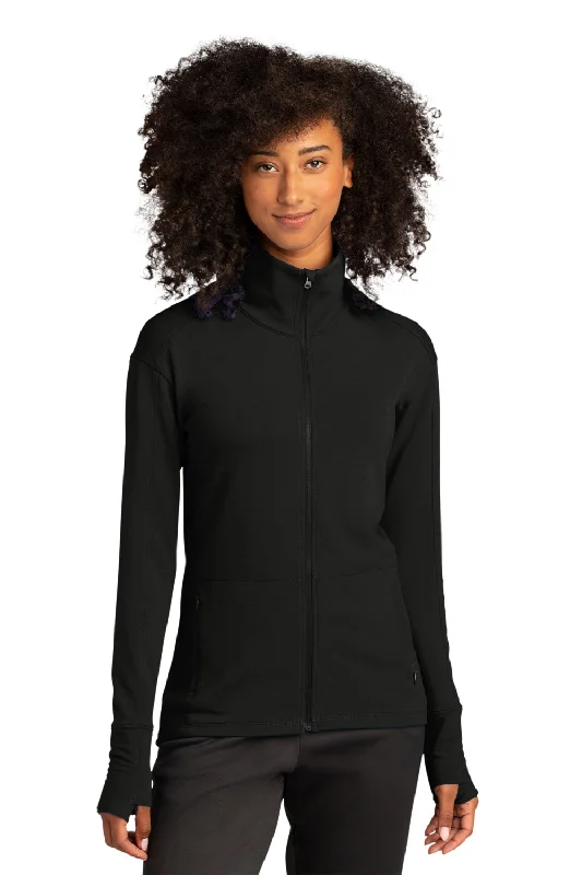 Sport-Tek Womens Flex Fleece Moisture Wicking Full Zip Sweatshirt w/ Pockets - Black