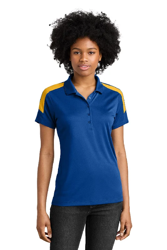 Sport-Tek Womens Moisture Wicking Competitor United Short Sleeve Polo Shirt - True Royal Blue/Gold