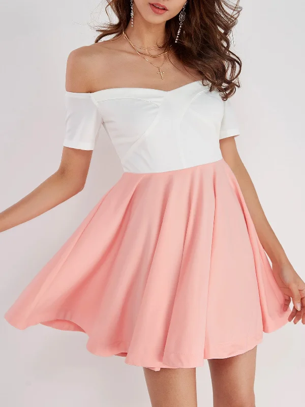 Wholesale Tube Top Off The Shoulder Short Sleeve Backless Mini Dress