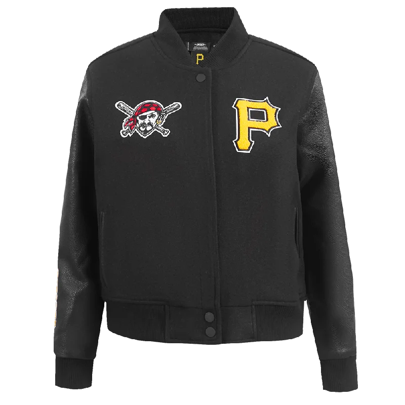 MLB PITTSBURG PIRATES CLASSIC WOMEN'S WOOL VARSITY JACKET (JET BLACK)