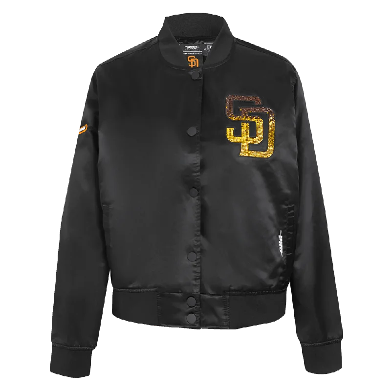 MLB SAN DIEGO PADRES JEWELS WOMEN'S SATIN JACKET (BLACK)