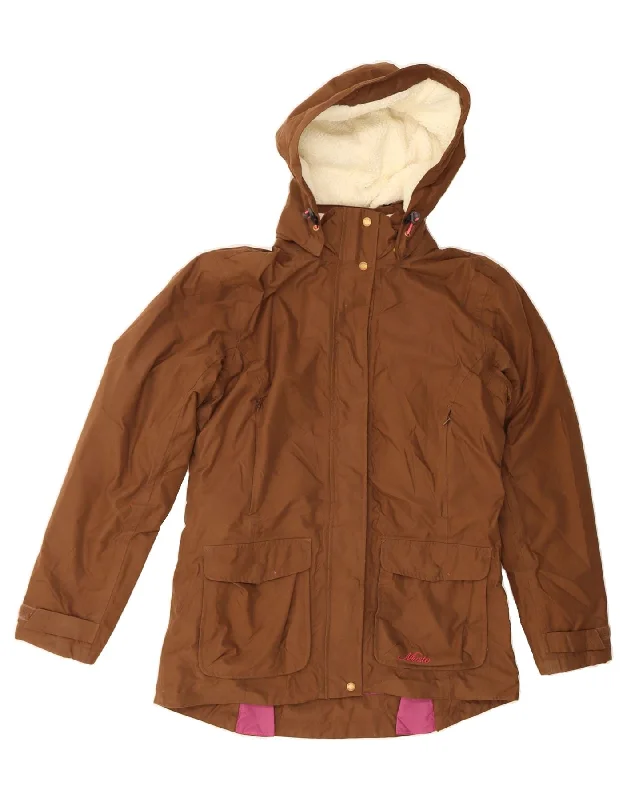 MUSTO Womens Hooded Windbreaker Jacket UK 10 Small  Brown Polyester