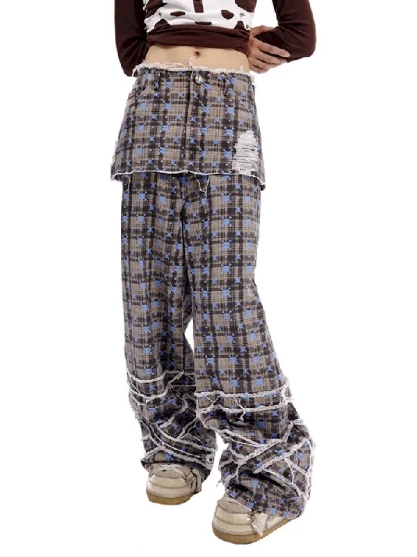 Skull Plaid Pant Skirt [S0000010617]