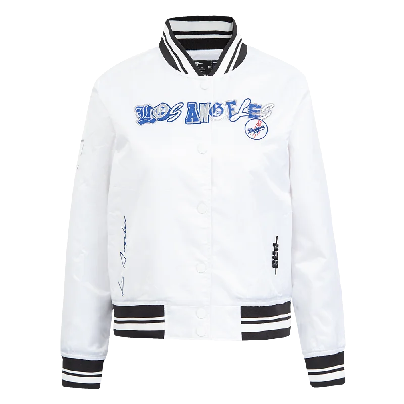 MLB LOS ANGELES DODGERS CITY RANSOM WOMEN'S RIB SATIN JACKET (WHITE/BLACK)