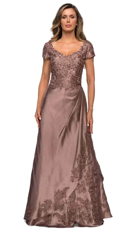 La Femme 27033SC - Floral Embroidered Evening Dress