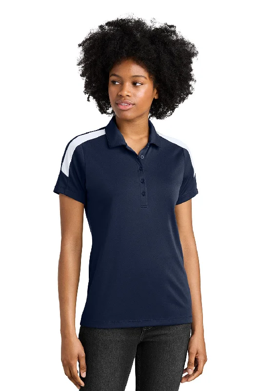 Sport-Tek Womens Moisture Wicking Competitor United Short Sleeve Polo Shirt - True Navy Blue/White