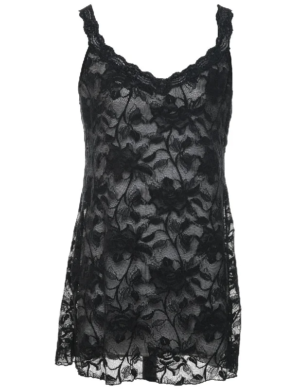 Floral Lace Sheer Slip Dress - L Trendy Women's Oversized Trendy Women's Oversized