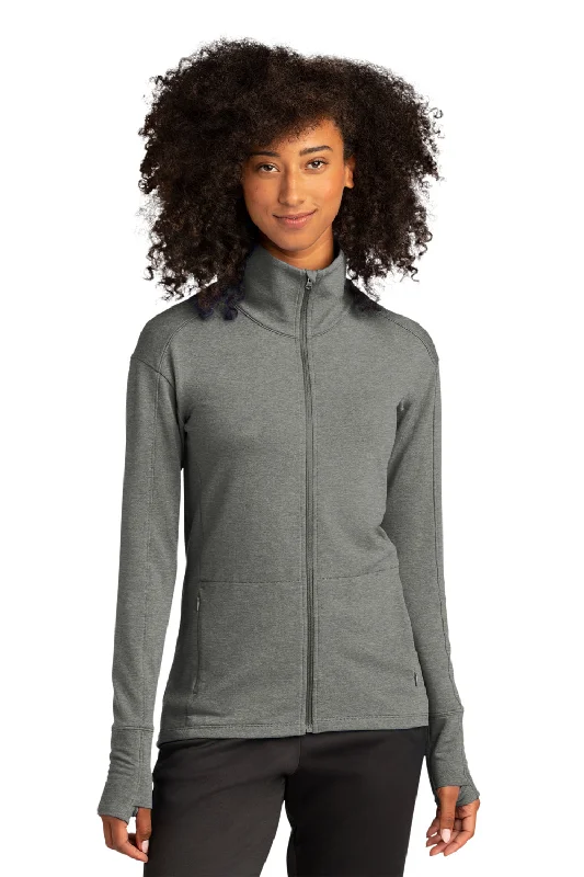 Sport-Tek Womens Flex Fleece Moisture Wicking Full Zip Sweatshirt w/ Pockets - Heather Light Grey