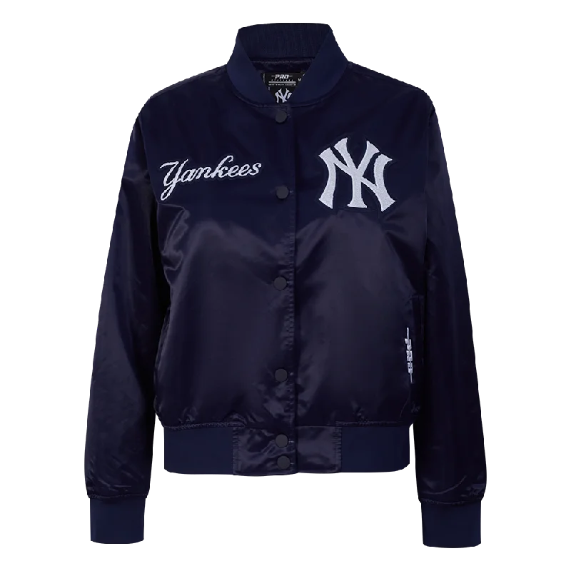 MLB NEW YORK YANKEES GAME DAY CLASSICS WOMEN'S SATIN JACKET (MIDNIGHT NAVY)