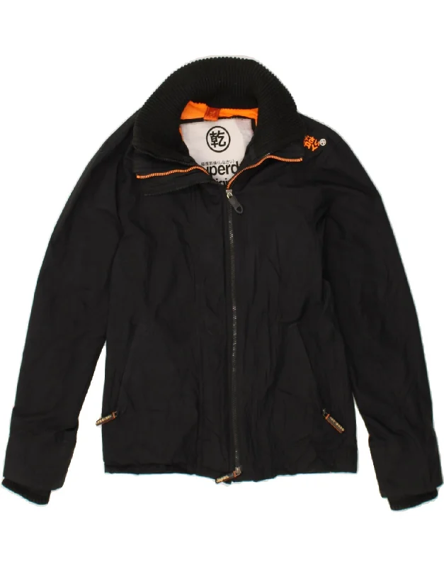 SUPERDRY Womens The Windcheater Windbreaker Jacket UK 14 Medium Black