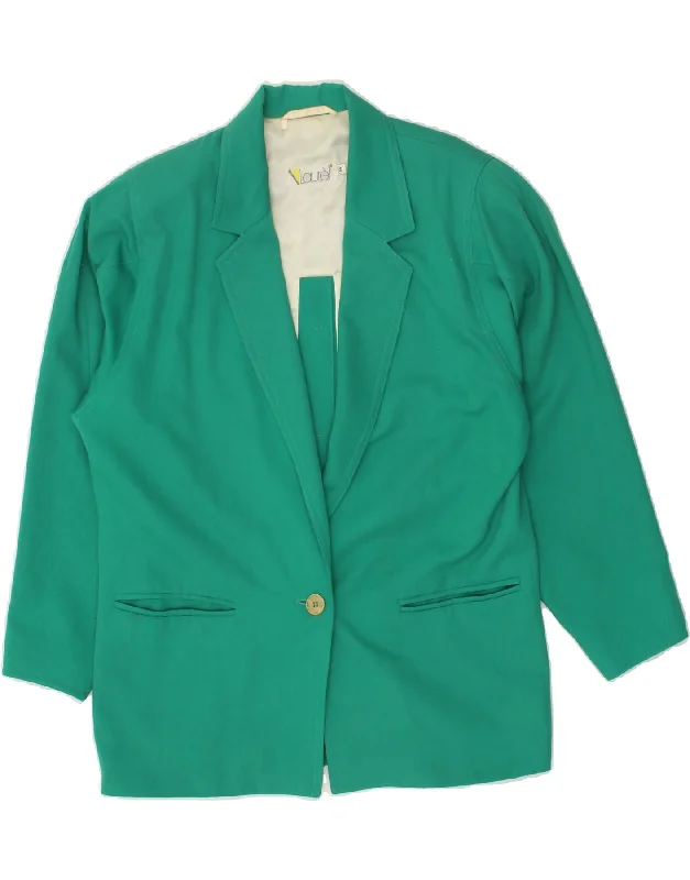 LAUREL Womens Oversized 1 Button Blazer Jacket EU 34 XS Green Polyester