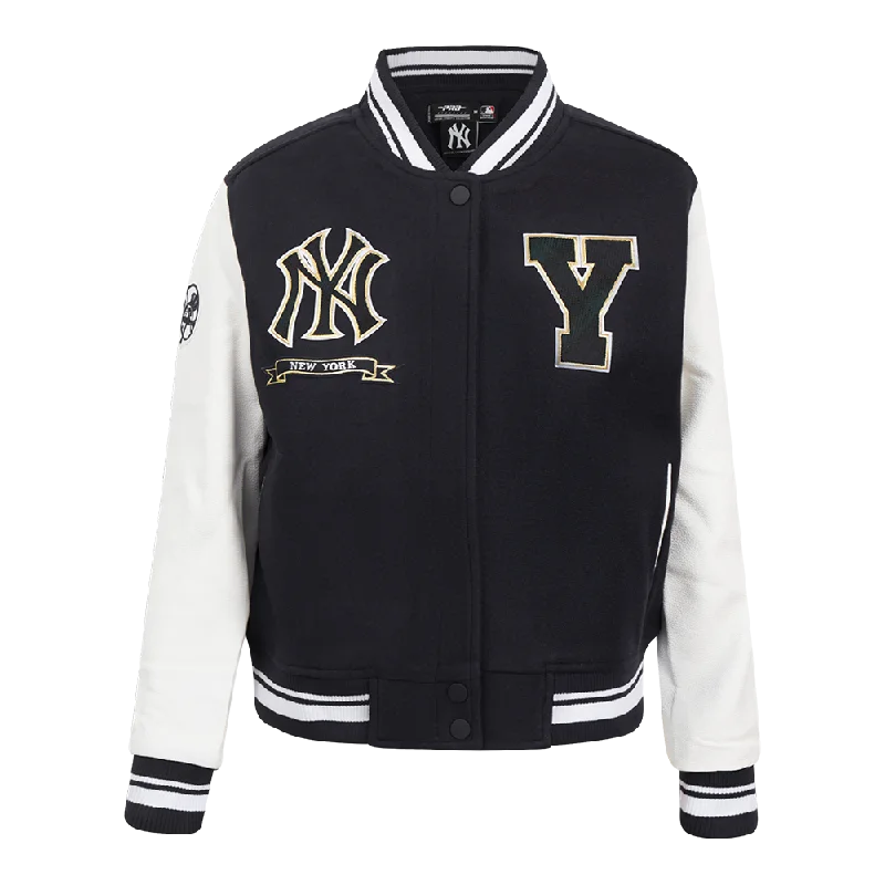 MLB NEW YORK YANKEES PRO PREP RIB WOOL VARSITY WOMEN'S JACKET (MIDNIGHT NAVY/WHITE)