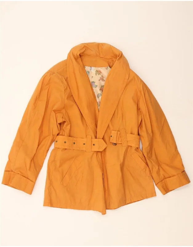 VINTAGE Womens Trench Coat EU 38 Medium Orange Cotton