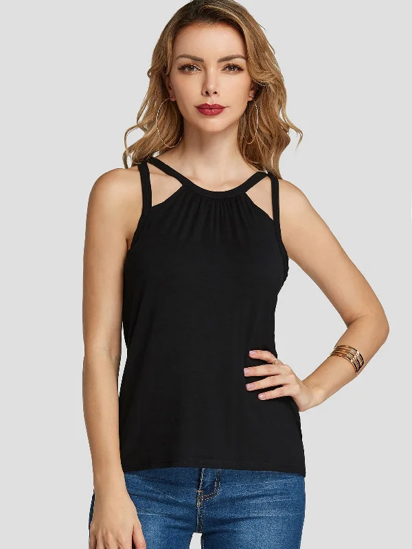 Custom Round Neck Cut Out Sleeveless Tank Top