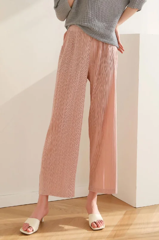 TastyHottie - Solid Color Full Pleated Cropped Pants