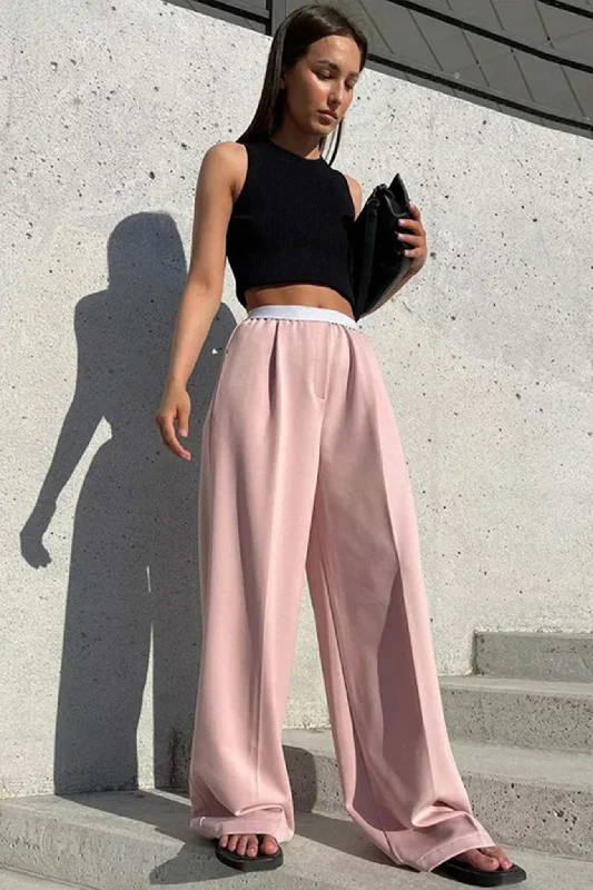 TastyHottie - Solid Color Wide Leg Blazer Long Pants