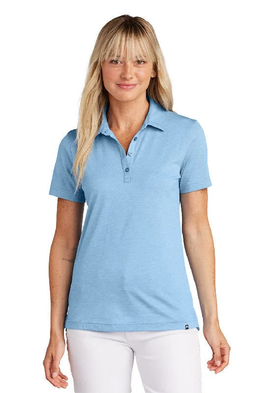 TravisMathew Womens Sunnyvale Wrinkle Resistant Short Sleeve Polo Shirt - Heather Strong Blue