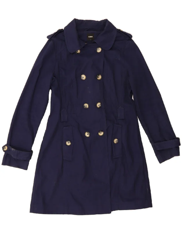 OASIS Womens Trench Coat UK 14 Large Navy Blue Cotton