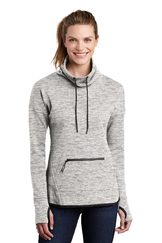 Sport-Tek Womens Triumph Fleece Cowl Neck Sweatshirt w/ Pocket - Heather Grey