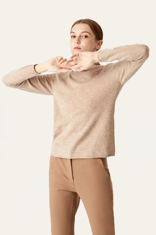 BerryBetty - Khaki Cropped Turtleneck Wool Sweater