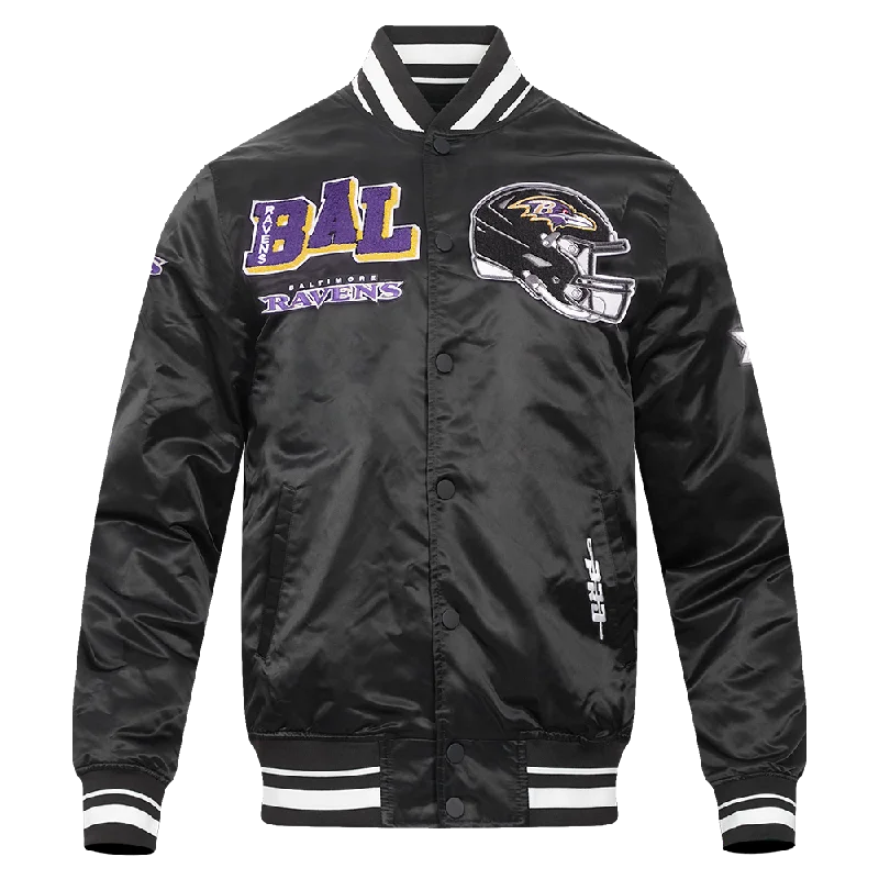 NFL BALTIMORE RAVENS MASHUP MEN'S RIB SATIN JACKET (BLACK)