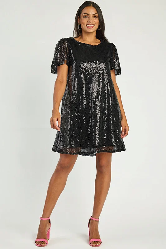 Taylor Black Sequin Dress