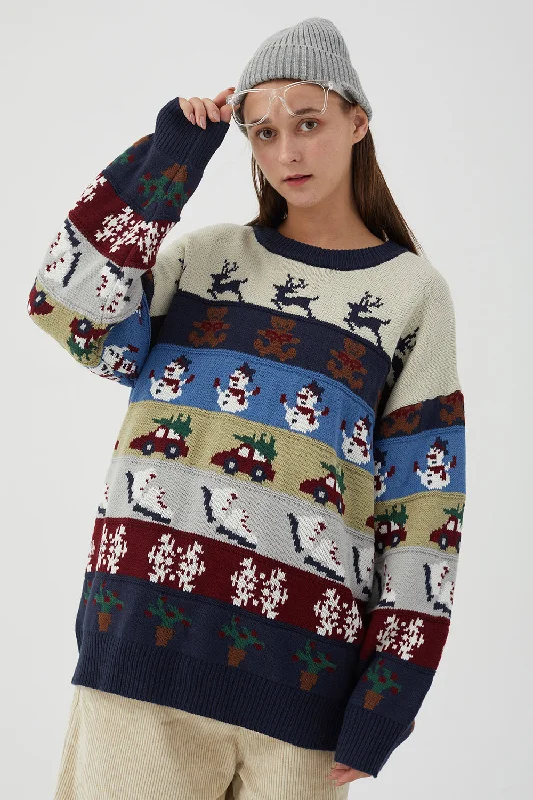 BerryBetty - Retro Loose Christmas Element Sweater