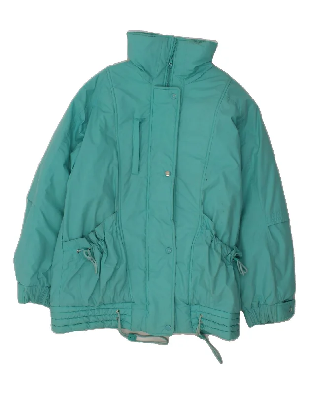 VINTAGE Womens Windbreaker Jacket UK 12 Medium Turquoise Polyester