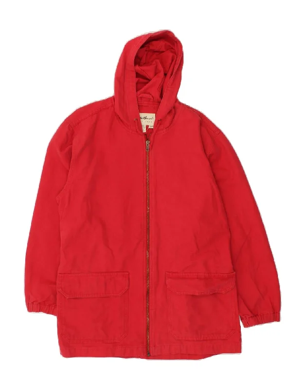 EDDIE BAUER Womens Hooded Windbreaker Jacket UK 10 Small Red Cotton