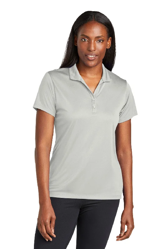 Sport-Tek Womens Moisture Wicking Re-Compete Short Sleeve Polo Shirt - Silver Grey