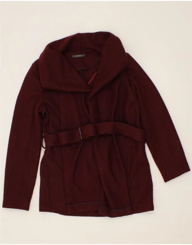 ESPRIT Womens Overcoat UK 12 Medium Burgundy Wool