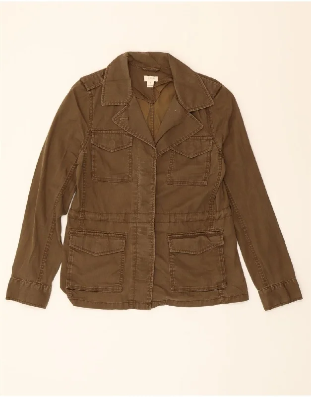 J. CREW Womens Military Jacket UK 10 Small Khaki Cotton