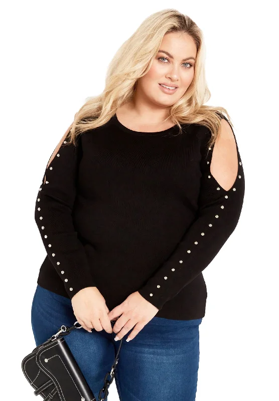 Cold Shoulder Full Length Sleeves Sweater Gym Gym