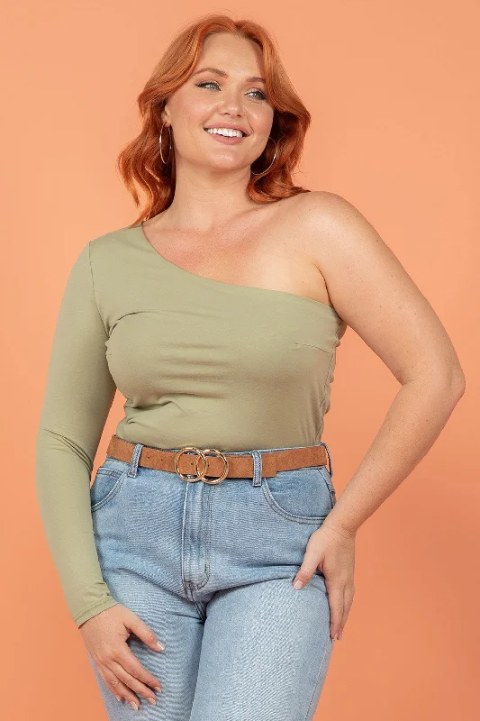 FINAL SALE | Sass Anna One Sleeve Top Sage Green Monochromatic Office Style Monochromatic Office Style FINAL SALE | Sass Anna One Sleeve Top Sage Green Monochromatic Office Style Monochromatic Office Style