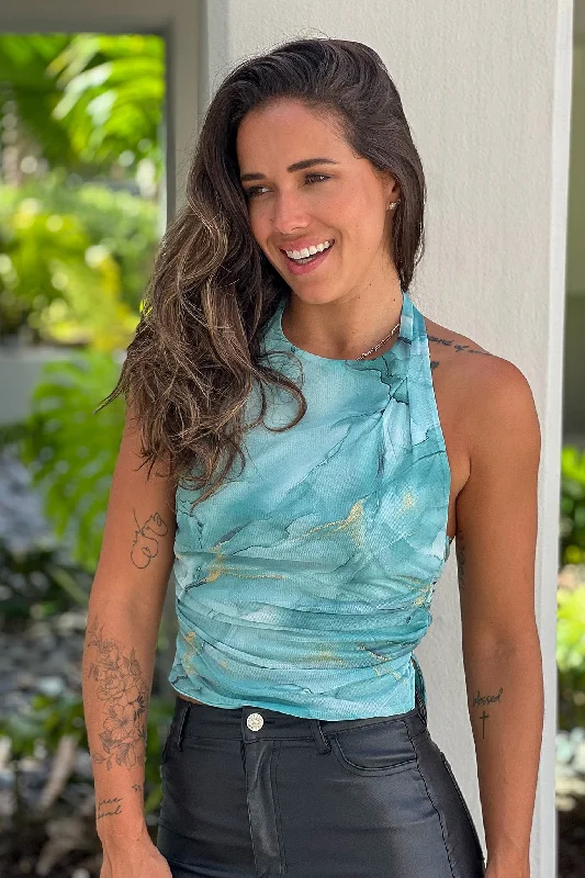 Seafoam Marble Halter Top Refined Women's  Refined Women's 