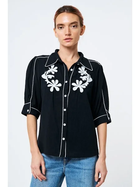 Unna Embroidered Blouse Trendy Women's Oversized Trendy Women's Oversized