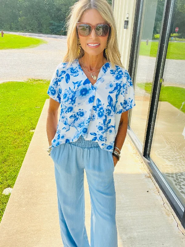 COASTAL PARTY TOP-BLUE--FLASH SALE Refined Women's Classic  Refined Women's Classic 